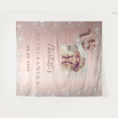 Tenture Quinceanera rose or photo parties scintillant arge (Devant (Horizontal))