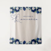 Tenture Quinceanera Royal Rose Bleu Floral fond (Devant)