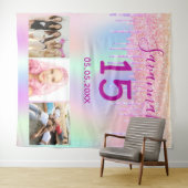 Tenture Quinceanerapink parties scintillant gouttes photo  (En situation (horizontale))