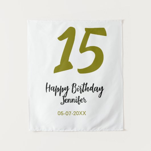 Tenture quiñenera 15e anniversaire ajouter date année or (Devant)