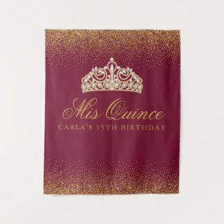 Tenture Quinze ans Burgundy et Or Paillettes