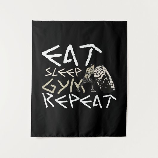 Tenture Quota Eat Sleep Gym Repeat Funny (Devant)