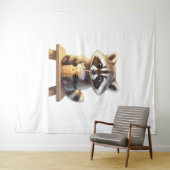 Tenture Raccoon Drinking Iced Coffee (En situation (horizontale))