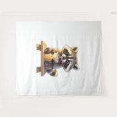 Tenture Raccoon Drinking Iced Coffee (Devant (Horizontal))