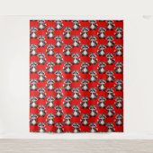 Tenture Raccoon Pattern Design Red  (Devant)