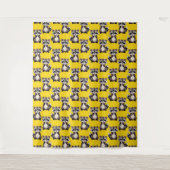 Tenture Raccoon Pattern Design Yellow  (Devant)