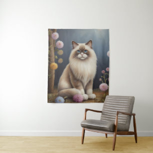 Tenture Ragdoll Chat dans Jardin Fluffy Animaux de compagn