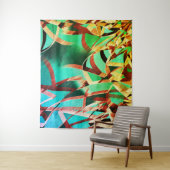 Tenture Raies Brown sur vert rustique et aquamarine (En situation)