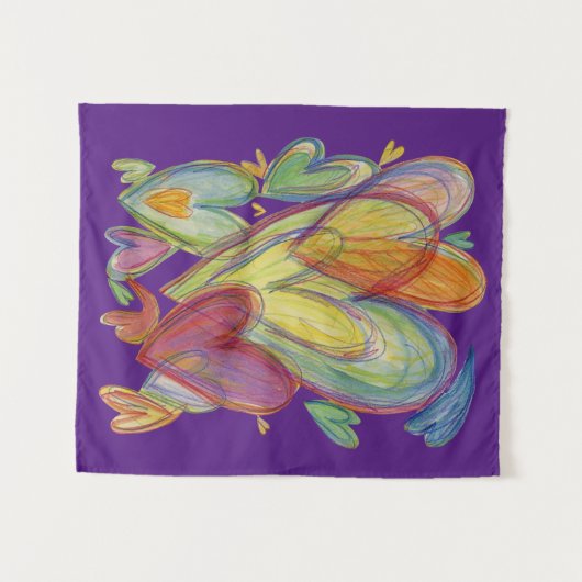 Tenture Rainbow Love Hearts Art Tapestry Wall Hangings (Devant (Horizontal))