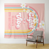 Tenture Rainbow Retro Eight est une Vibe Groovy 8e Anniver (En situation (horizontale))