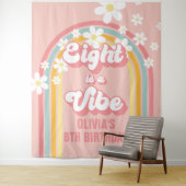 Tenture Rainbow Retro Eight est une Vibe Groovy 8e Anniver (En situation)