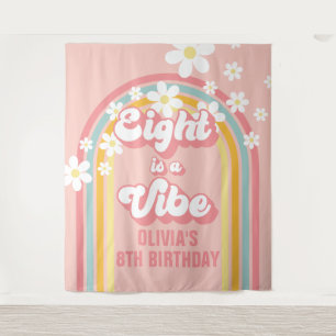 Tenture Rainbow Retro Eight est une Vibe Groovy 8e Anniver