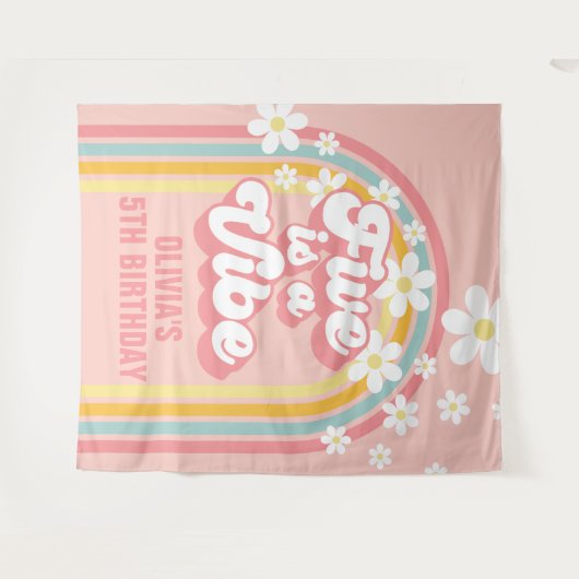 Tenture Rainbow Retro Five est une ambiance Groovy 5e anni (Devant (Horizontal))