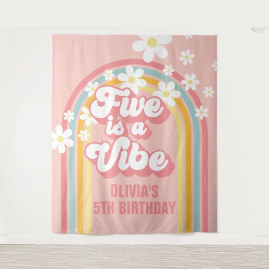 Tenture Rainbow Retro Five est une ambiance Groovy 5e anni (Devant)