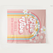 Tenture Rainbow Retro Five est une Vibe Groovy 5ème Annive (Devant (Horizontal))