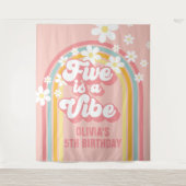 Tenture Rainbow Retro Five est une Vibe Groovy 5ème Annive (Devant)