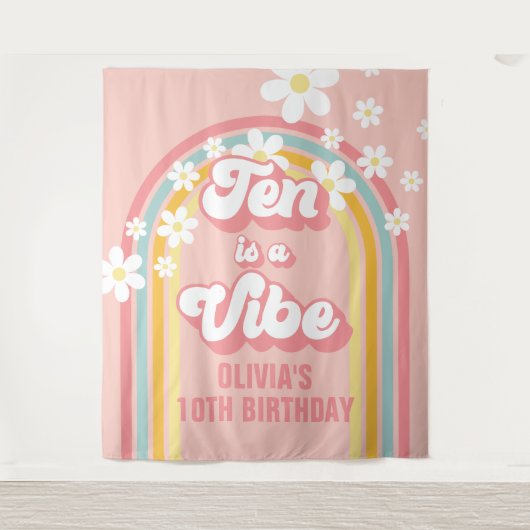 Tenture Rainbow Retro Ten est une Vibration Anniversaire 1 (Devant)