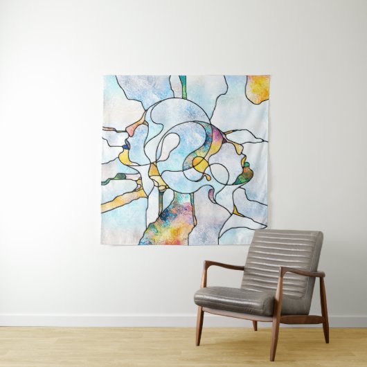 Tenture Rainbow Shards. Unity of Stained Glass series. Bac (En situation)