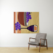 Tenture Raisins et Wineglass en Maroon et Tan (En situation (horizontale))