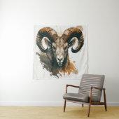Tenture Ram Portrait Animal Peinture Faune Extérieur Art (En situation)
