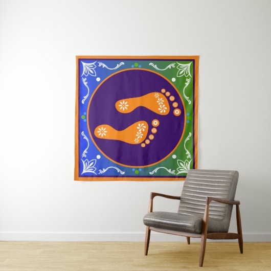 Tenture Rangoli Coloré Avec Empreinte (En situation (horizontale))