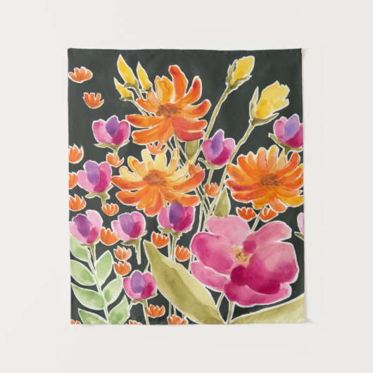 Tenture Rassemblement splendide - Fleurs roses et orange (Devant)