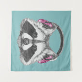 Tenture Raton laveur d'écouteurs (Devant (Horizontal))