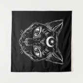 Tenture Raven Black Cat Design noir fond noir (Devant (Horizontal))