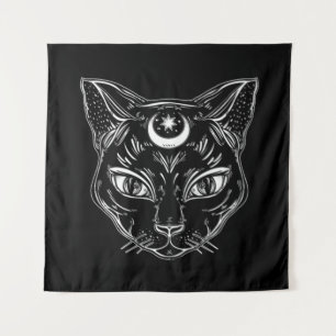 Tenture Raven Black Cat Design noir fond noir