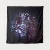 Tenture Raven et loup - Vegvisir et arbre de la vie (Devant (Horizontal))