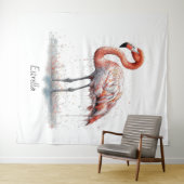 Tenture Rayonnement de Flamant rose : Aquarelle, personnal (En situation (horizontale))