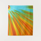 Tenture rayures Abstraites rouge jaune orange vert sur ble (Devant)