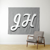 Tenture Rayures fines noires et blanches | Initiales de st (En situation (horizontale))