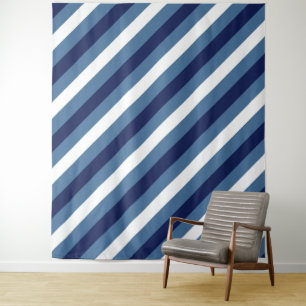 Tenture Rayures Nautiques Bleu Marine Bleu Fumé Blanc Impe
