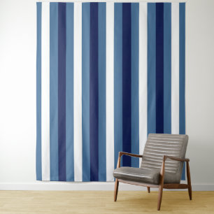 Tenture Rayures Nautiques Bleu Marine Bleu Fumé Blanc Impe