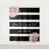 Tenture Rayures noires avec motif bouquet de lys (Devant)