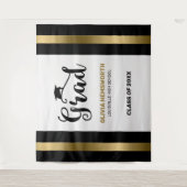 Tenture Rayures noires et dorées pour diplômé (Devant)