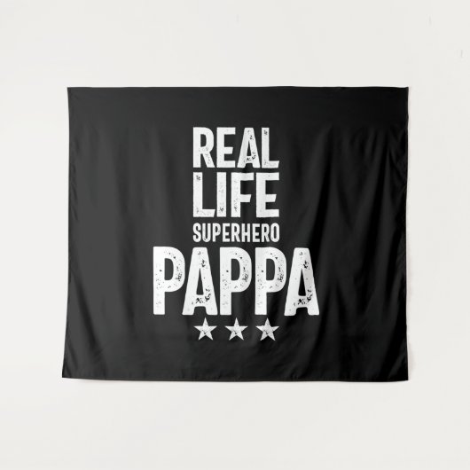 Tenture Real Life Superhero Pappa | Cadeau Père (Devant (Horizontal))