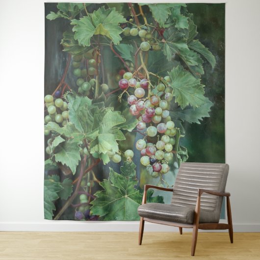Tenture Realistic Grape Vine with Leaves – Fine Art (En situation)