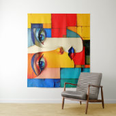 Tenture "Réalités fracturées" - Un portrait Abstrait (En situation)