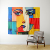 Tenture "Réalités fracturées" - Un portrait Abstrait (En situation (horizontale))