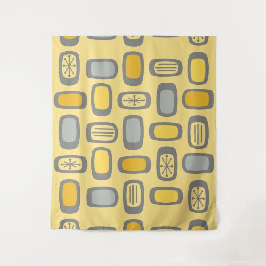 Tenture Rectangles arrondies MCM du milieu du siècle gris  (Devant)