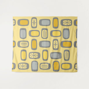 Tenture Rectangles arrondis de milieu de siècle MCM jaune