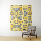 Tenture Rectangles arrondis de milieu de siècle MCM jaune (En situation)