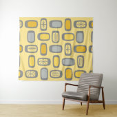 Tenture Rectangles arrondis de milieu de siècle MCM jaune (En situation (horizontale))