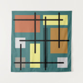 Tenture Rectangles du Moyen-siècle Carré Turquoise multico (Devant (Horizontal))