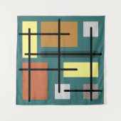 Tenture Rectangles du Moyen-siècle Carré Turquoise multico (Devant)