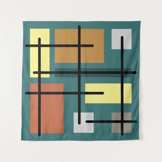 Tenture Rectangles du Moyen-siècle Carré Turquoise multico (Devant)