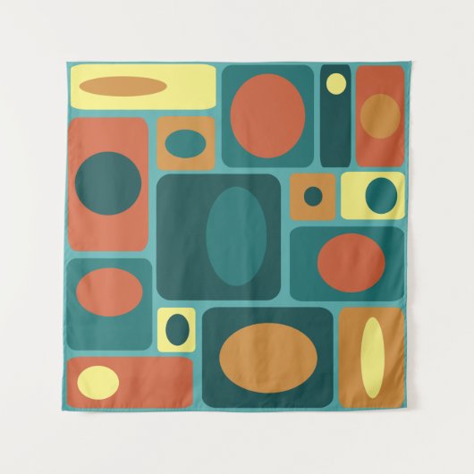 Tenture Rectangles turquoise modernes du milieu du siècle (Devant (Horizontal))