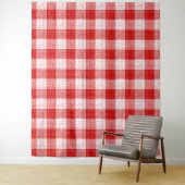 Tenture Red and White Bold Checkered Plaid Design  (En situation)